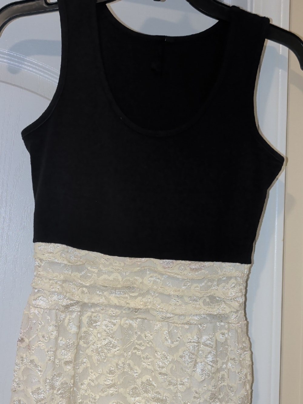 Backless Black Tank Top with Ivory Lace Skirt Dress - Picture 3 of 7